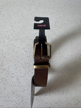 Levi's Women’s Dark Brown Leather Belt with Brass-Tone Buckle